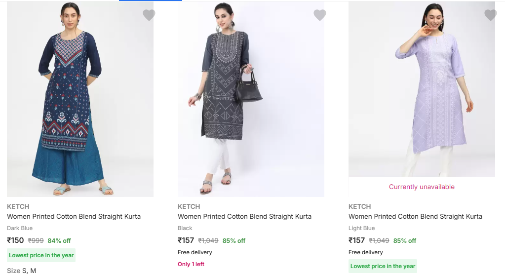 Image of KETCH Women Kurta Starts Price @ ₹150 