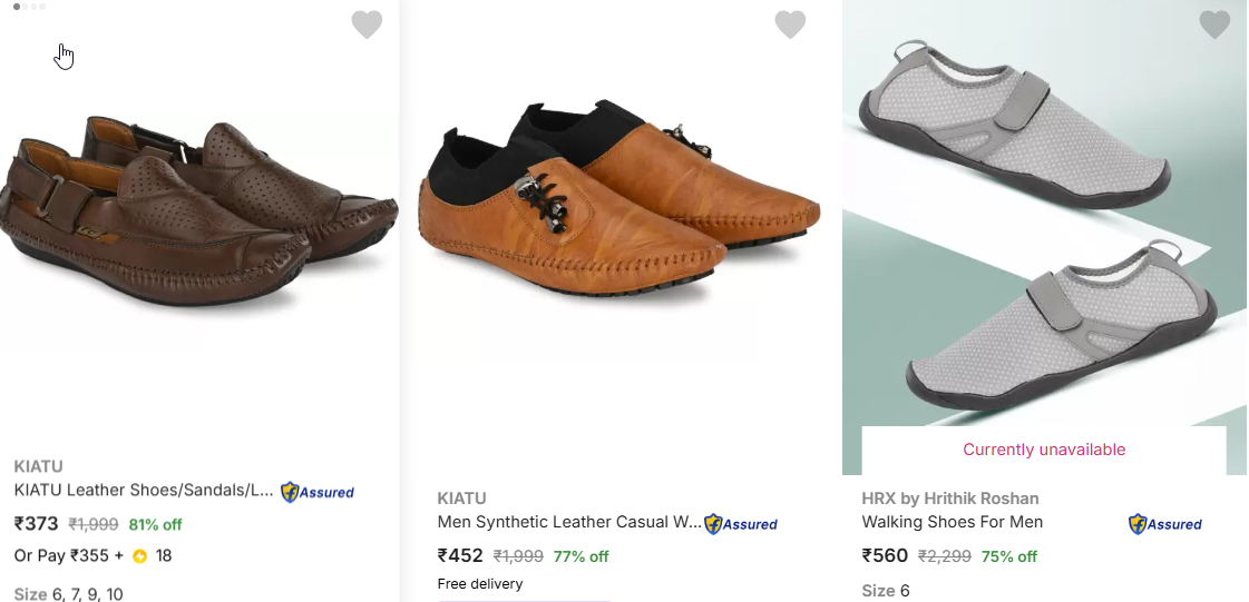 Image of KIATU Leather Shoes/Sandals/Loafers for Men Starting Price @ ₹355