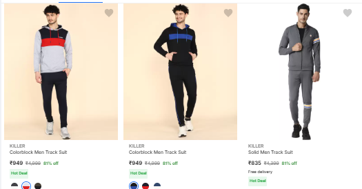 Image of KILLER Colorblock Men Track Suit Men Fashion Starts @ ₹949