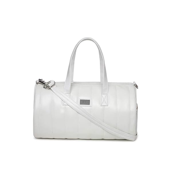 Image of KLEIO PU Leather (White) Unisex Duffel Bag 