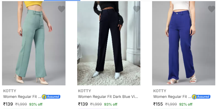 Image of KOTTY Green Viscose Rayon Trousers