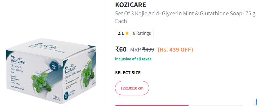 Image of KOZICARE Glutathione Soap 75g*3