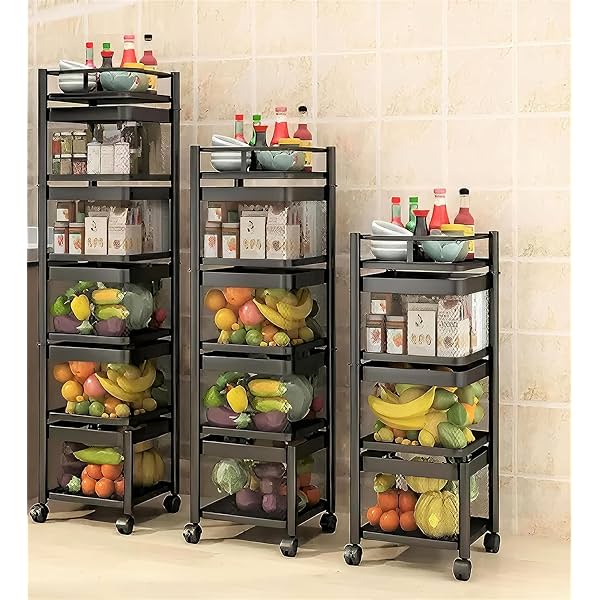 Image of KWER Metal Kitchen Trolley: 2-layer metal kitchen trolley with wheels.