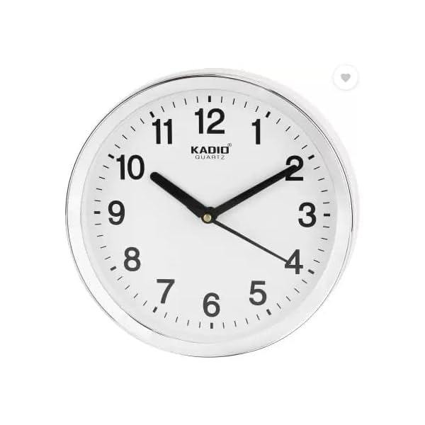 Image of Kadio Analog 20 cm X 20 cm Wall Clock (White, with Glass, Standard)