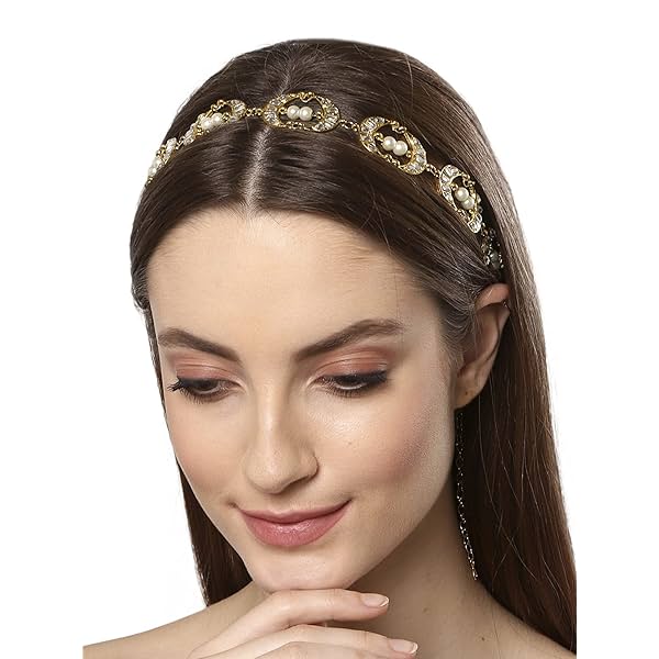 Image of Karatcart Metal Kundan Hairband for Women