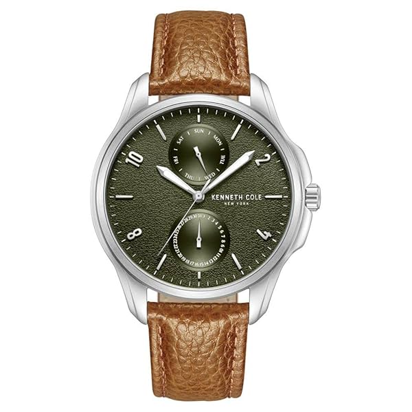 Image of Kenneth Cole Quartz Multifunction Green dial Leather Strap Watch for Men