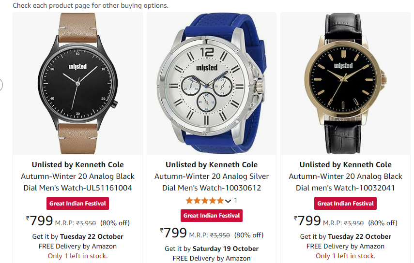 Image of Kenneth Cole REACTION Watch up to 80% discount starting at ₹799