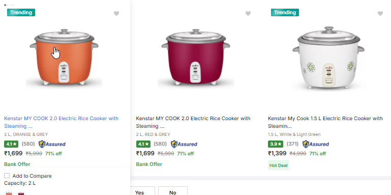 Image of Kenstar MY COOK 2.0 Electric Rice Cooker with Steaming Feature up to 71% Discount