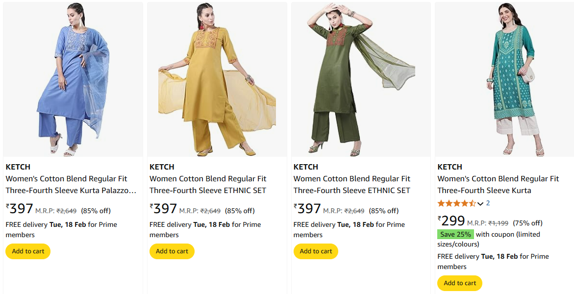 Image of Ketch Women Suits Start at ₹299 