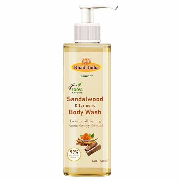 Image of Khadi 100% Pure Natural Herbal Sandal and Turmeric Herbal Body Wash