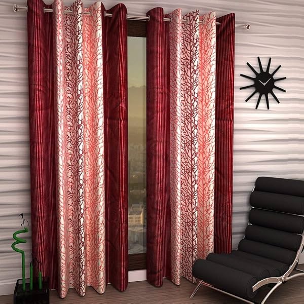 Image of Kiara Creations Printed Eyelet Curtain (1 Piece, 6FT) 