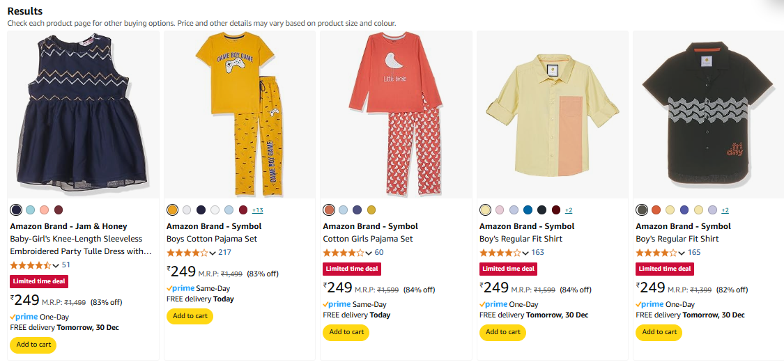 Image of Kid's Printed Clothing Starting Price ₹249 