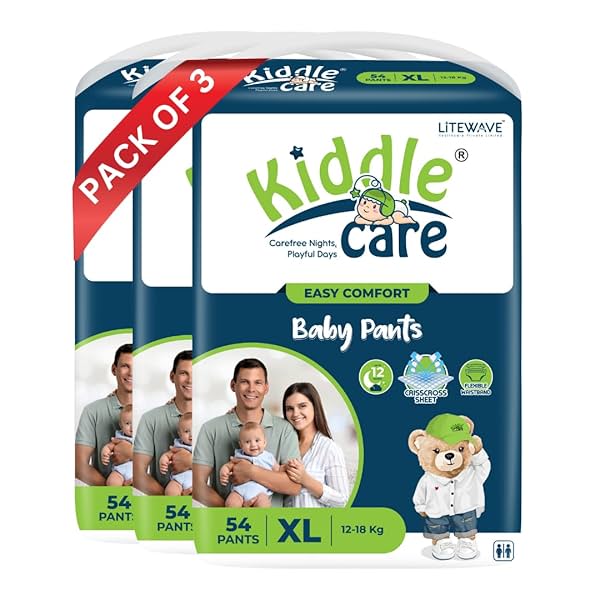 Image of Kiddle Care Easy Comfort Baby Diaper Pants (XL) 12-18 Kg | Pack of 3 | 