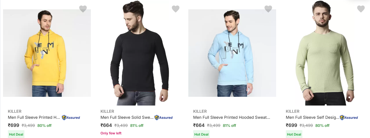 Image of Killer Men Casual Sweatshirt Starts @ ₹607