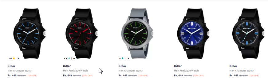 Image of Killer Men Round Analogue Watch Starting Price @ ₹449