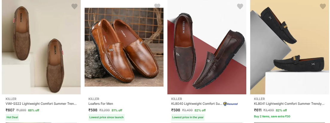 Image of Killer Men's Loafers shoes starting @ ₹598