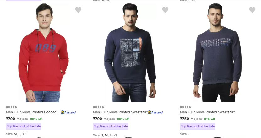 Image of Killer Men's Sweatshirts minimum up to 81% Discount