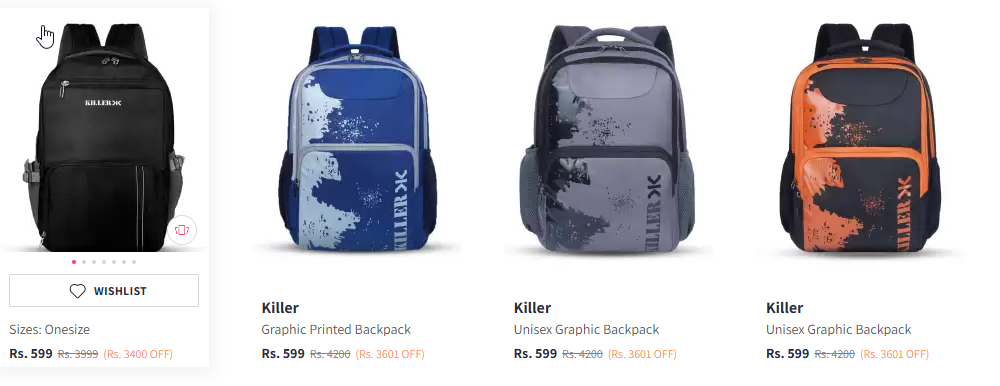 Image of Killer Unisex Backpack Starting At @₹384