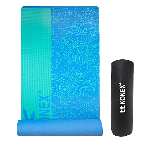 Image of Konex 6mm Premium Printed TPE Yoga Mat with Carry Bag for Men & Women