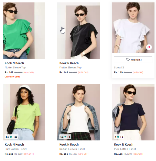 Image of Kook N Keech Brand Women's Top Up to 90% Discount | Starting ₹149