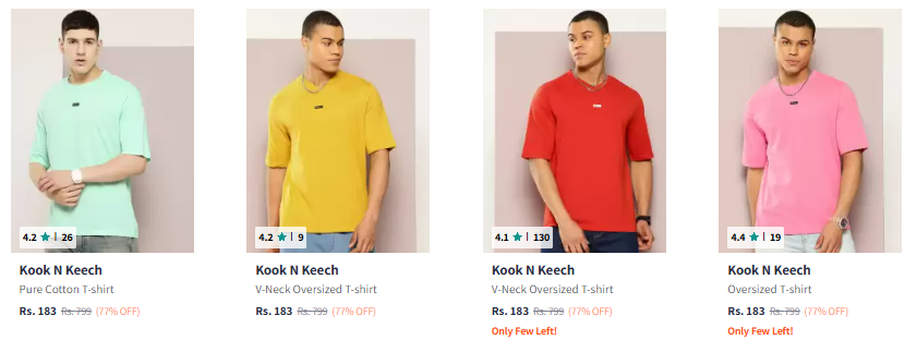 Image of Kook N Keech Drop-Shoulder Sleeves Pure Cotton T-shirt Starting Price @₹183