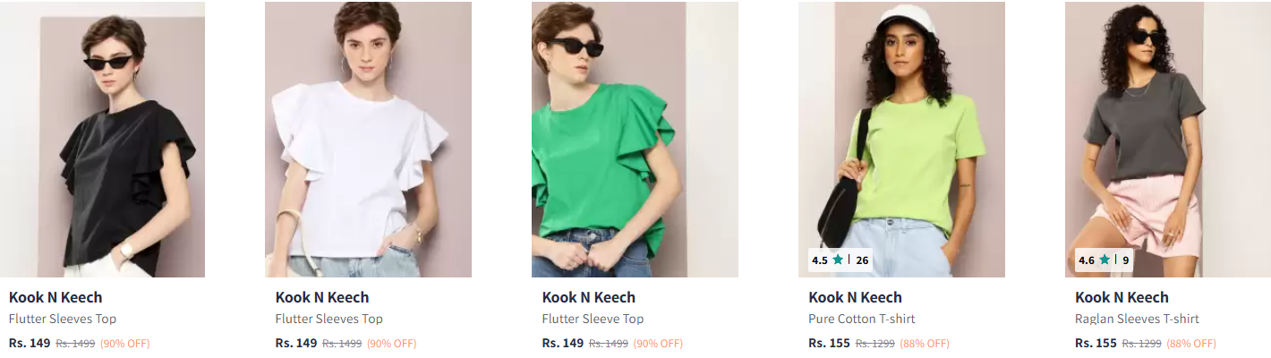 Image of Kook N Keech Flutter Sleeves Top Minimum 90% Discount