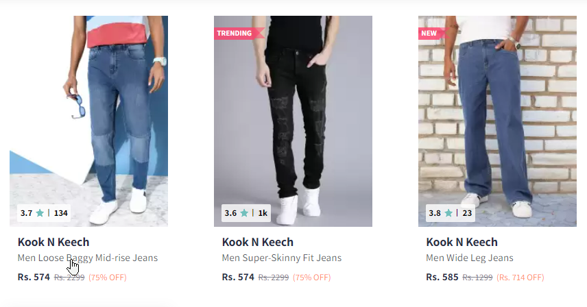 Image of Kook N Keech Jeans For Men up to 80% Discount 