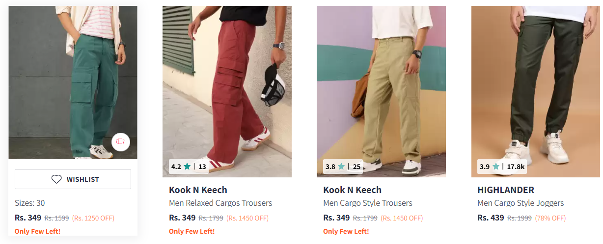 Image of Kook N Keech Men Fashion Cargo Starts @ ₹349