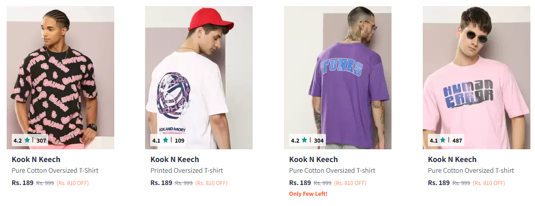 Image of Kook N Keech Men Fashion T-shirt Starting @ ₹189