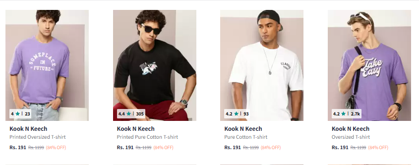 Image of Kook N Keech Men Printed Oversized T-shirt Starting @ ₹191