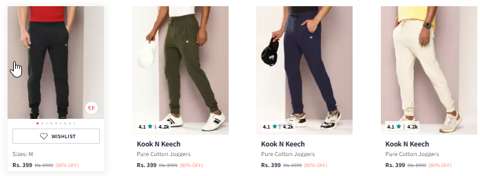 Image of Kook N Keech Men Slim Fit Joggers Starting Price @ ₹399