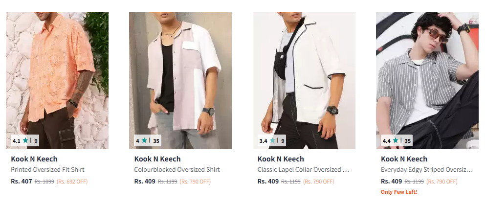 Image of Kook N Keech Printed Oversized Shirt Starting At @₹219