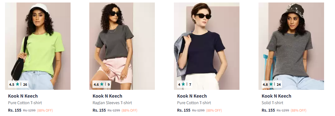 Image of Kook N Keech Pure Cotton T-shirt up to 88% Discount 