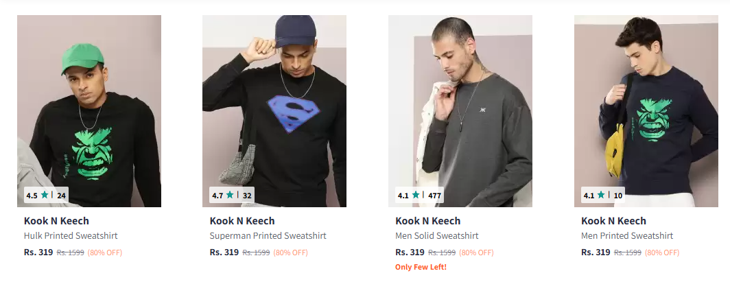 Image of Kook N Keech Sweatshirts For Men starting at ₹319