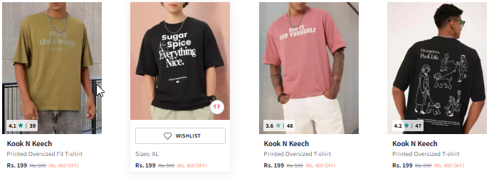 Image of Kook N Keech Urban Rebel Printed Oversized Fit T-shirt Starting Price @ ₹199