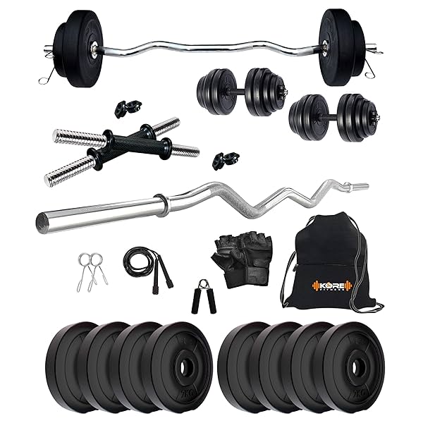 Image of Kore K-Pvc 20Kg Combo 3 Leather Home Gym And Fitness Kit