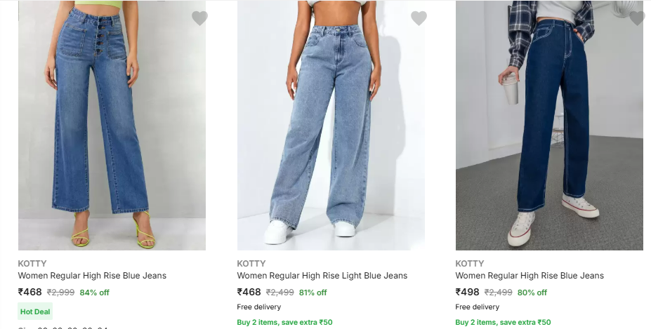 Image of Kotty Women Fashion Jeans Starts Price @ ₹468