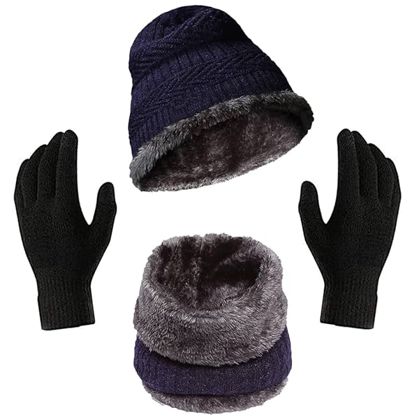 Image of Krittika Warm 3 in 1 Beanie Hat Scarf Gloves Set