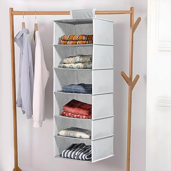 Image of Kuber Industries 6-Shelf Foldable Hanging Organizer