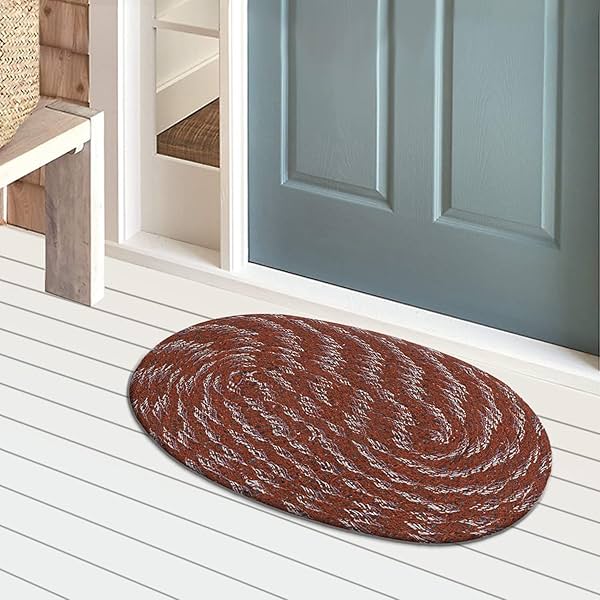 Image of Kuber Industries Cotton Oval Door Mat for Porch/Kitchen