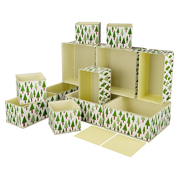 Image of Kuber Industries Foldable Drawer Organizers (12 Pcs) | Tree Print