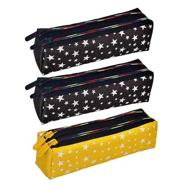 Image of Kuber Industries Pencil Pouch|Rexine Stationary Pouch Pack of 3