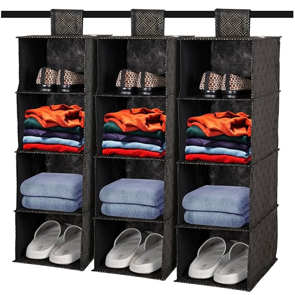 Image of Kuber Industries Shoe Rack | 4 Shelf Foldable Storage Rack |Pack of 3 | Black