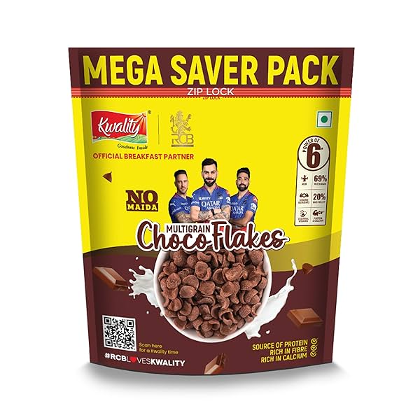 Image of Kwality RCB Choco Flakes 1.2kg, Made with Whole Wheat, Source of Protein & Fiber