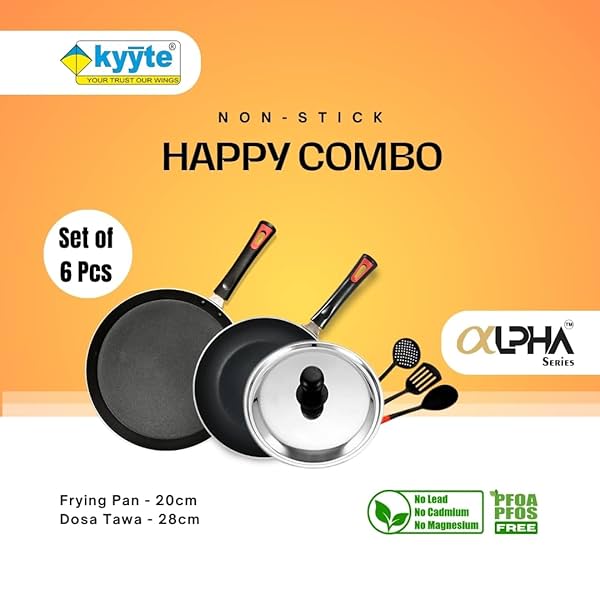 Image of Kyyte Non-Stick Alpha + Induction Base Happy Combo Set of 6 Pcs.