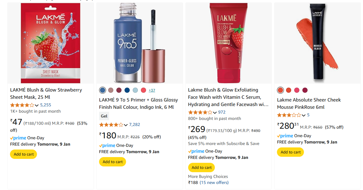 Image of LAKMÉ Beauty Product Starting Price @ ₹47