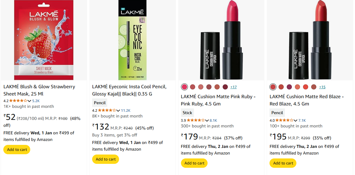 Image of LAKMÉ Beauty Product Starting Price @ ₹52