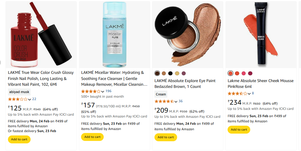 Image of LAKMÉ Beauty products Minimumn Discount 65%