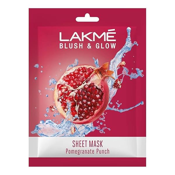 Image of LAKMÉ Blush & Glow Pomegranate Sheet Mask, Soothing, Hydrating, 25 ml