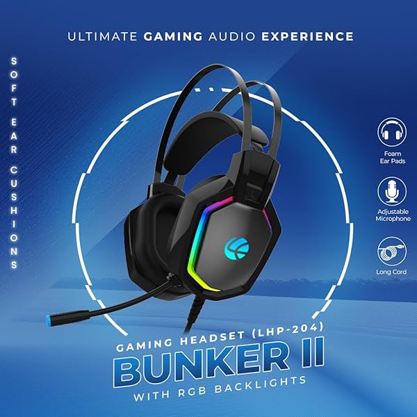 Image of LAPCARE Bunker II Wired Over Ear Gaming Headphones with Mic